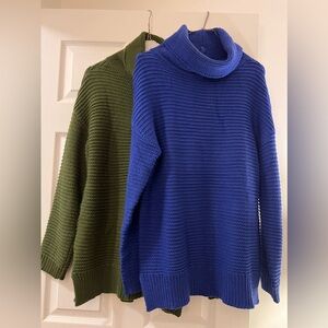Bundle!Green and Blue cowl neck sweaters! 

**Can purchase separate